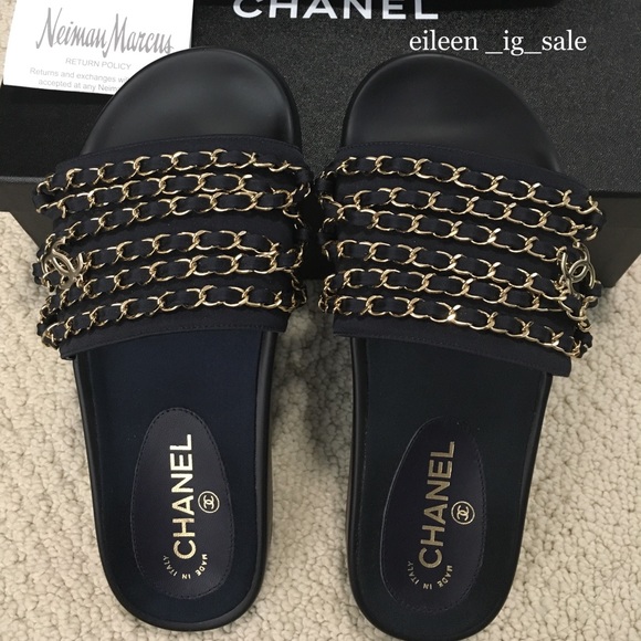 CHANEL Shoes - SOLD❌💯Authentic* CHANEL MULES SLIDES IN NAVY
